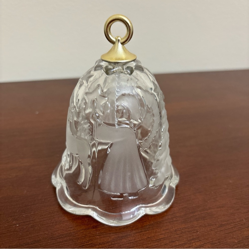 Mikasa Christmas Etched Glass Bell Angel Star Reindeer Tree Gold Top